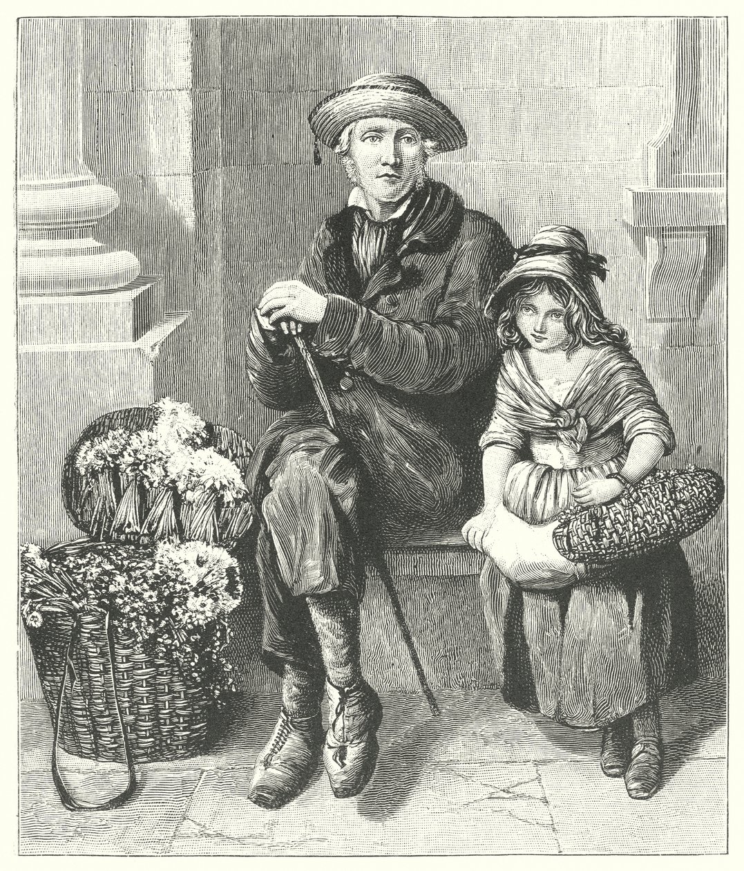 A virággyűjtők (litográfia) alkotó: English School