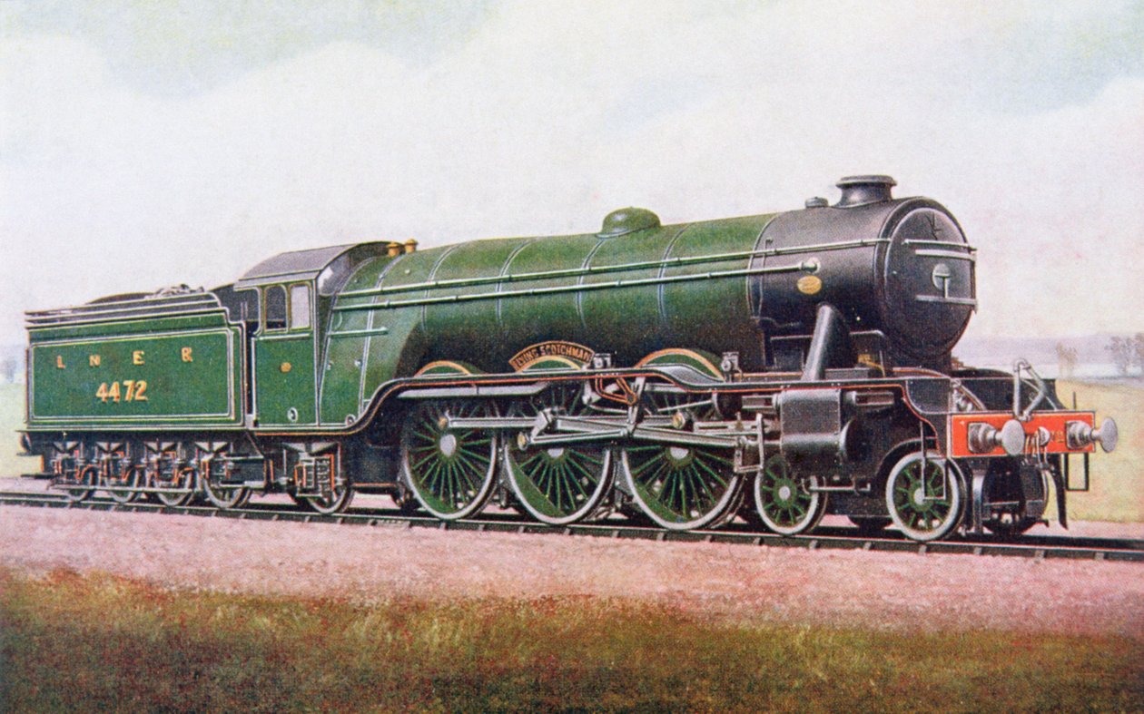 A londoni és északkeleti vasút repülő skótja, G. Gibbard Jackson The Book of the Locomotive illusztrációja, 1924. alkotó: English School