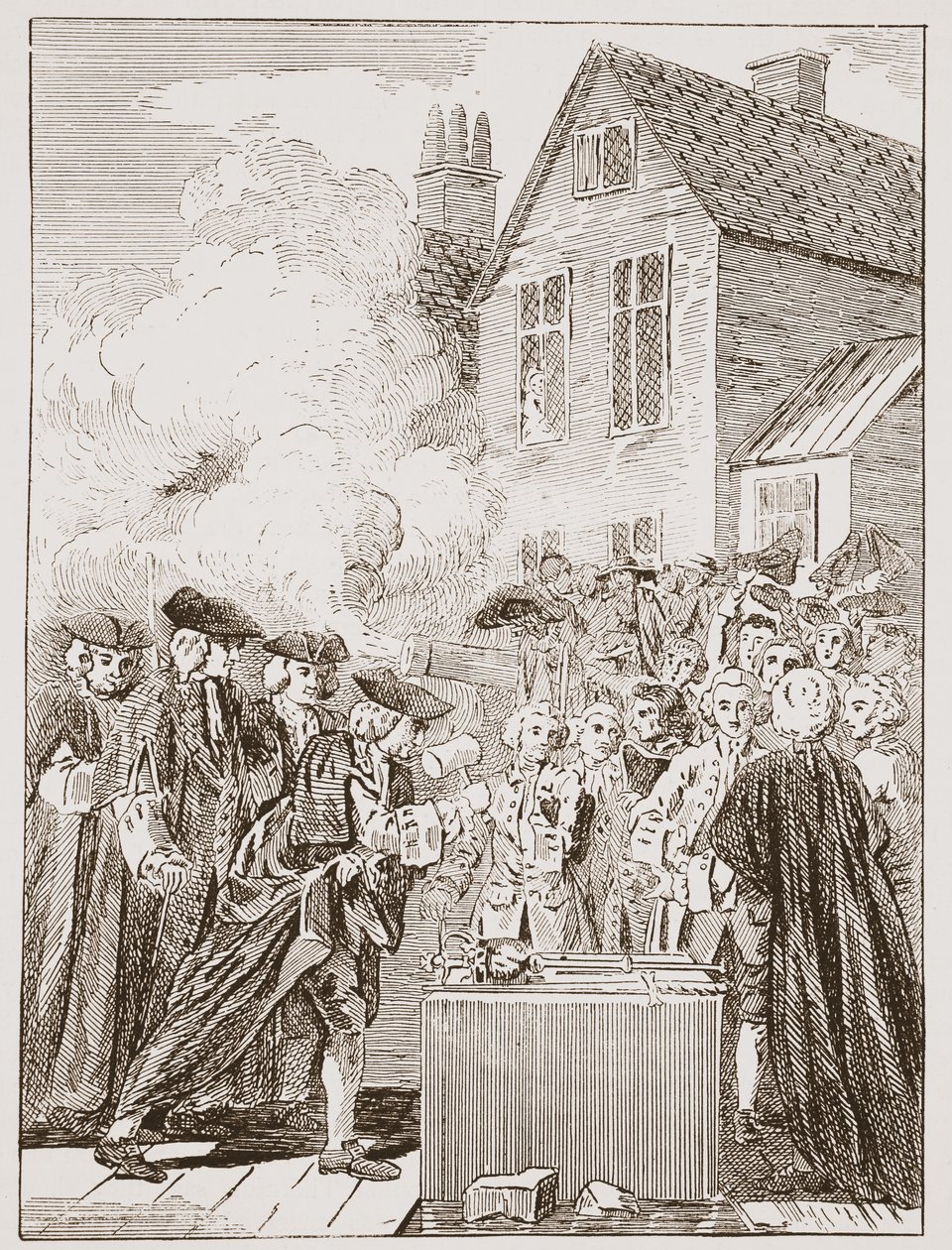 A Blackfriars Bridge alapköve, 1760, egy korabeli nyomtatványból alkotó: English School