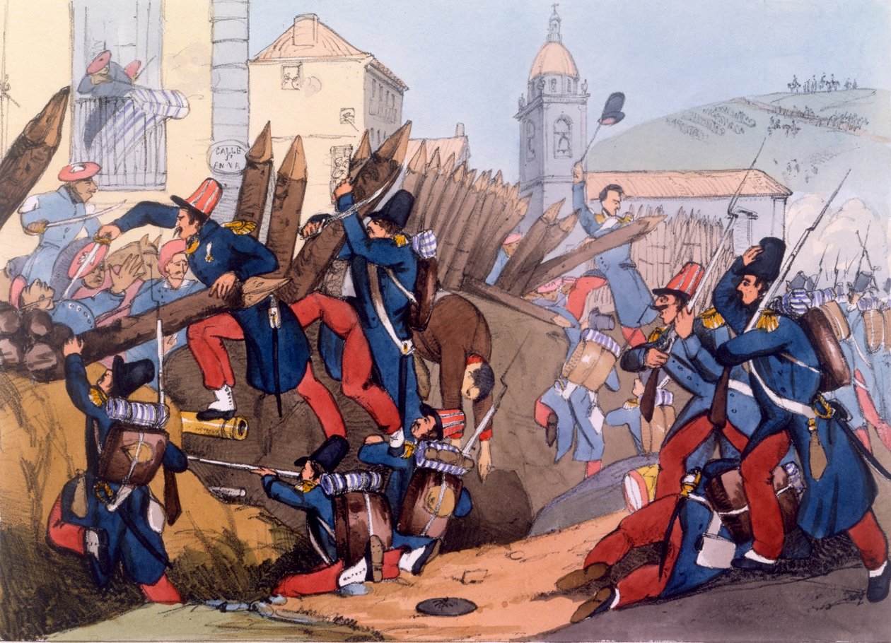 A Francia Légió megrohamoz egy karlista bejáratot, 1837 alkotó: English School