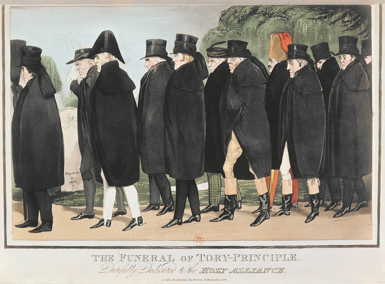 The Funeral of Tory Principle, c. 1827. április (színes metszet) alkotó: English School