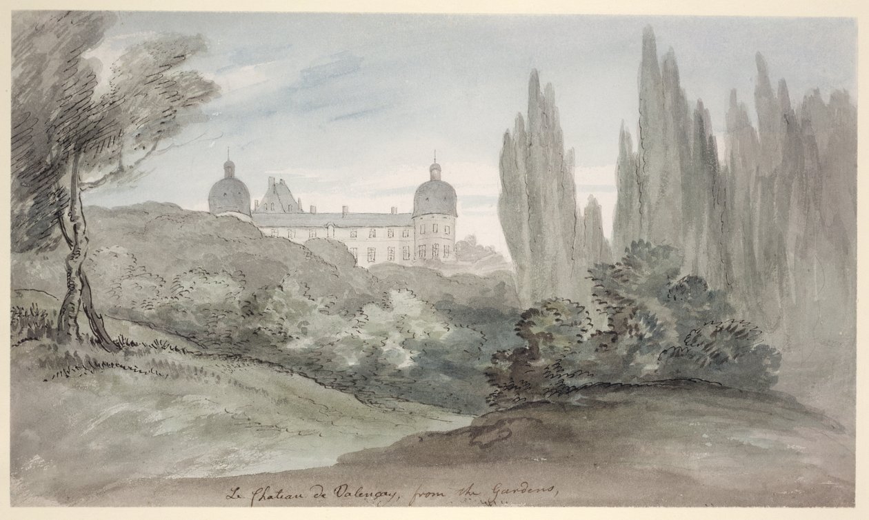 The Gardens of the Chateau of Valencay, 1770 körül (toll, tinta és WC papíron) alkotó: English School