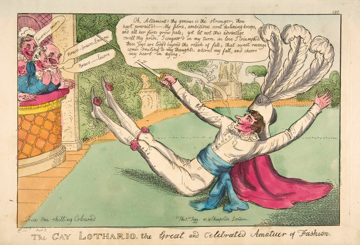 A meleg Lothario. A Divat Nagy és Ünnepelt Amatőrje, kocsma. 1813 (kézzel színezett metszet) alkotó: English School