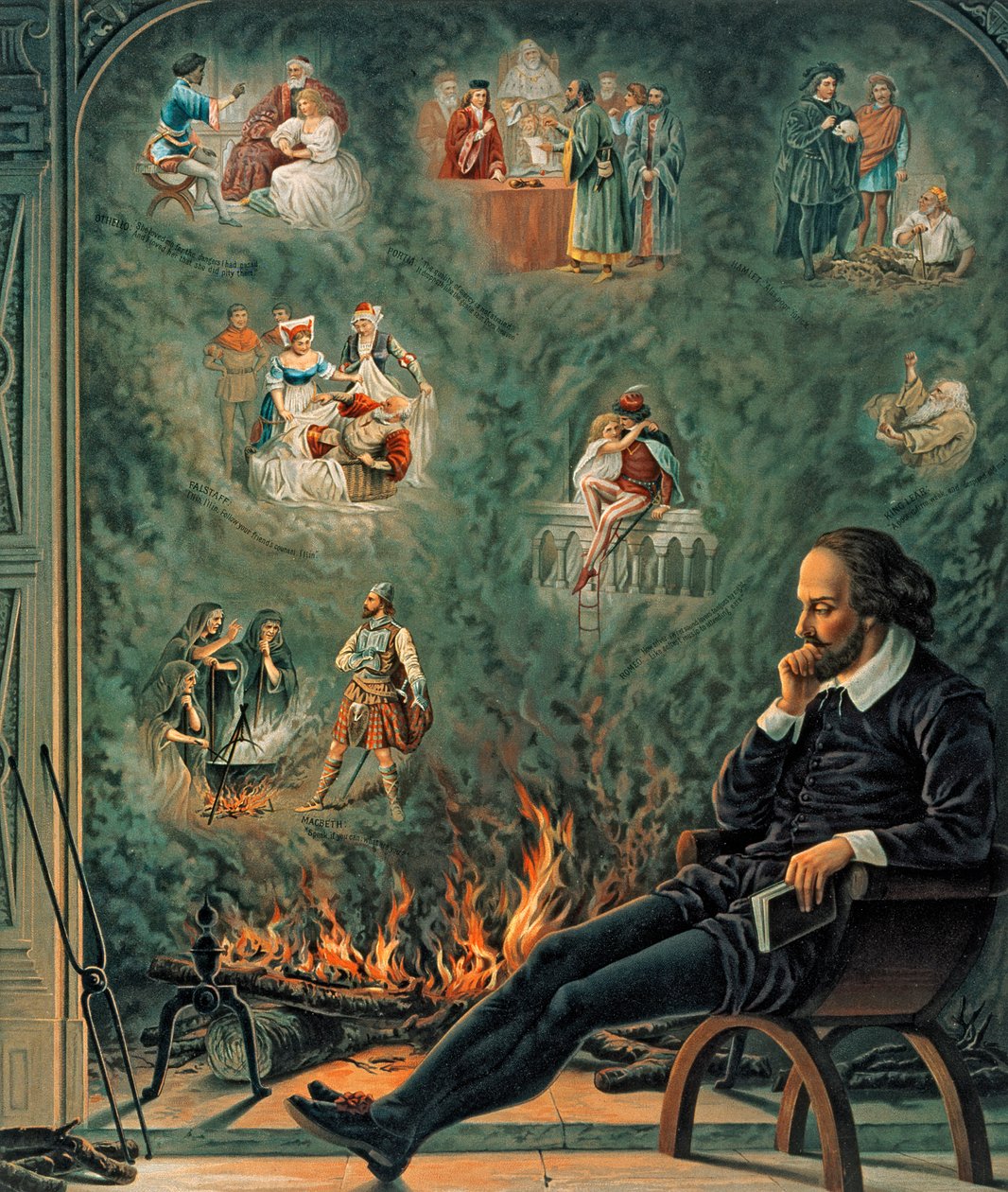 Shakespeare géniusza, 1888-ban (chromo litho) alkotó: English School
