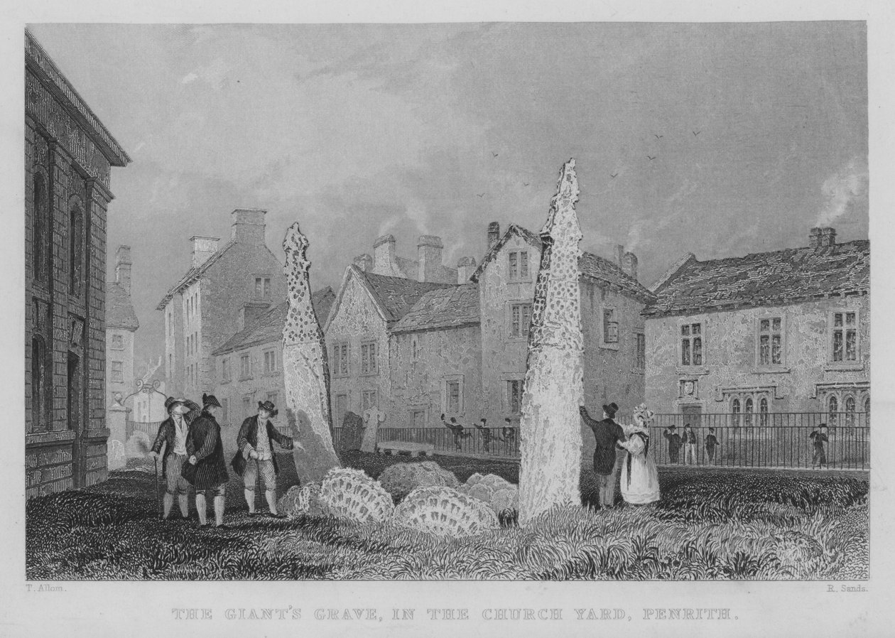 Az óriás sírja, a templomkertben, Penrith (metszet) alkotó: English School