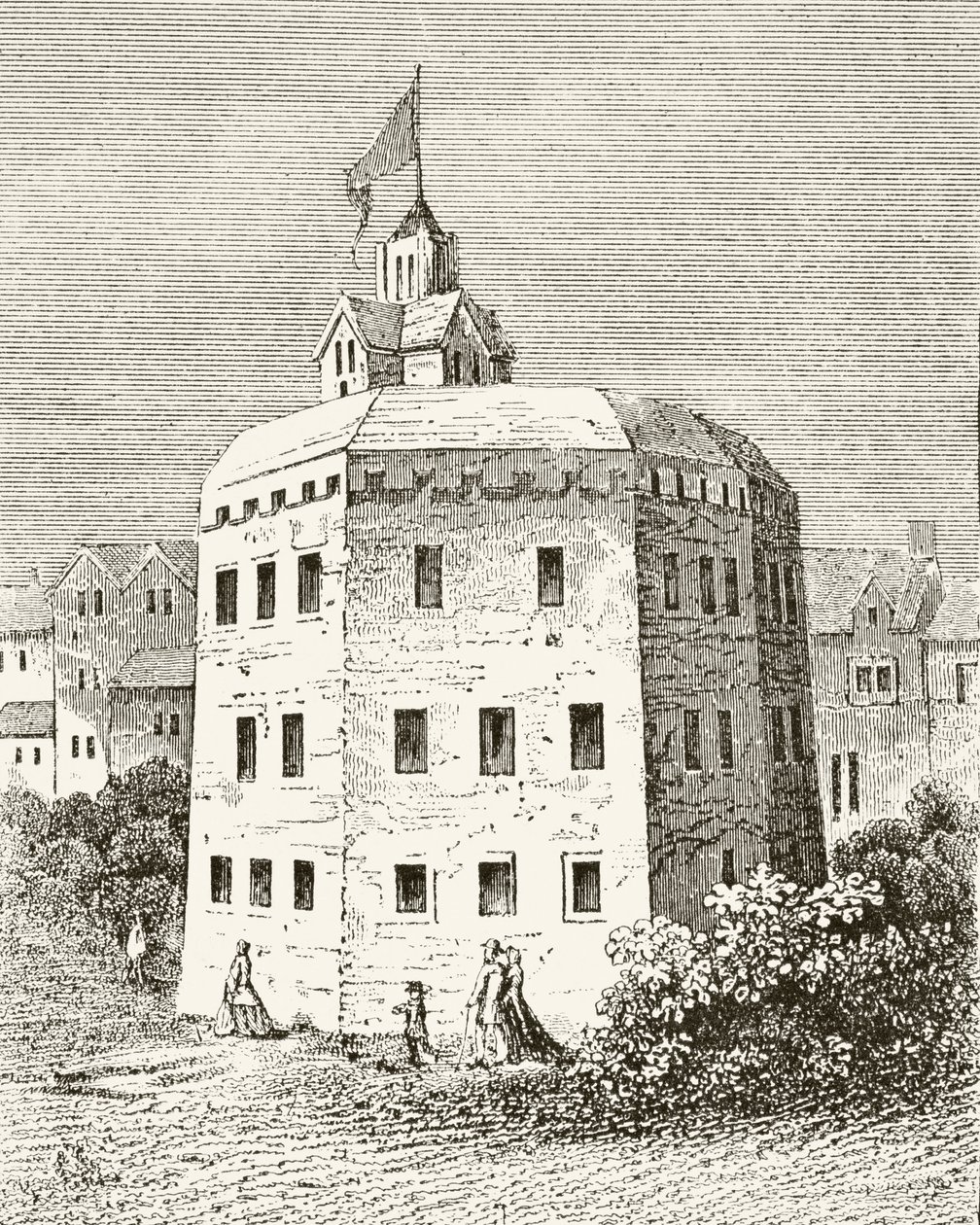 The Globe Theatre, Southwark, William Hickman Smith Aubrey (1858-1916) „Anglia nemzeti és hazai története” című könyvéből, London, 1890 körül. alkotó: English School