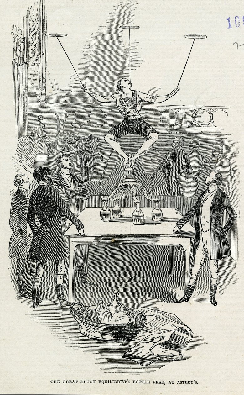 A Great Dutch Equilibrists Bottle Feat at Astleys, az illusztráció az illusztrált London Newsból, 1846 alkotó: English School