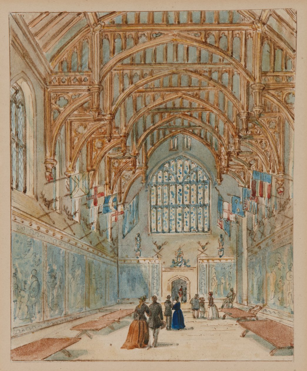 The Great Hall, Hampton Court Palace, 1860-70 körül (akvarell papíron) alkotó: English School