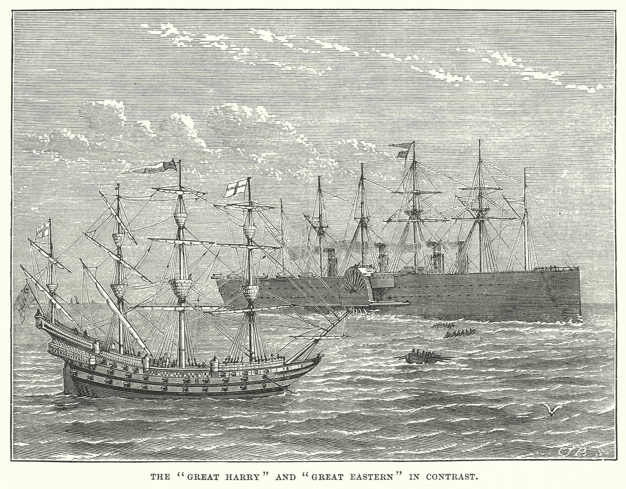 A "Great Harry" és a "Great Eastern" kontrasztban (metszet) alkotó: English School