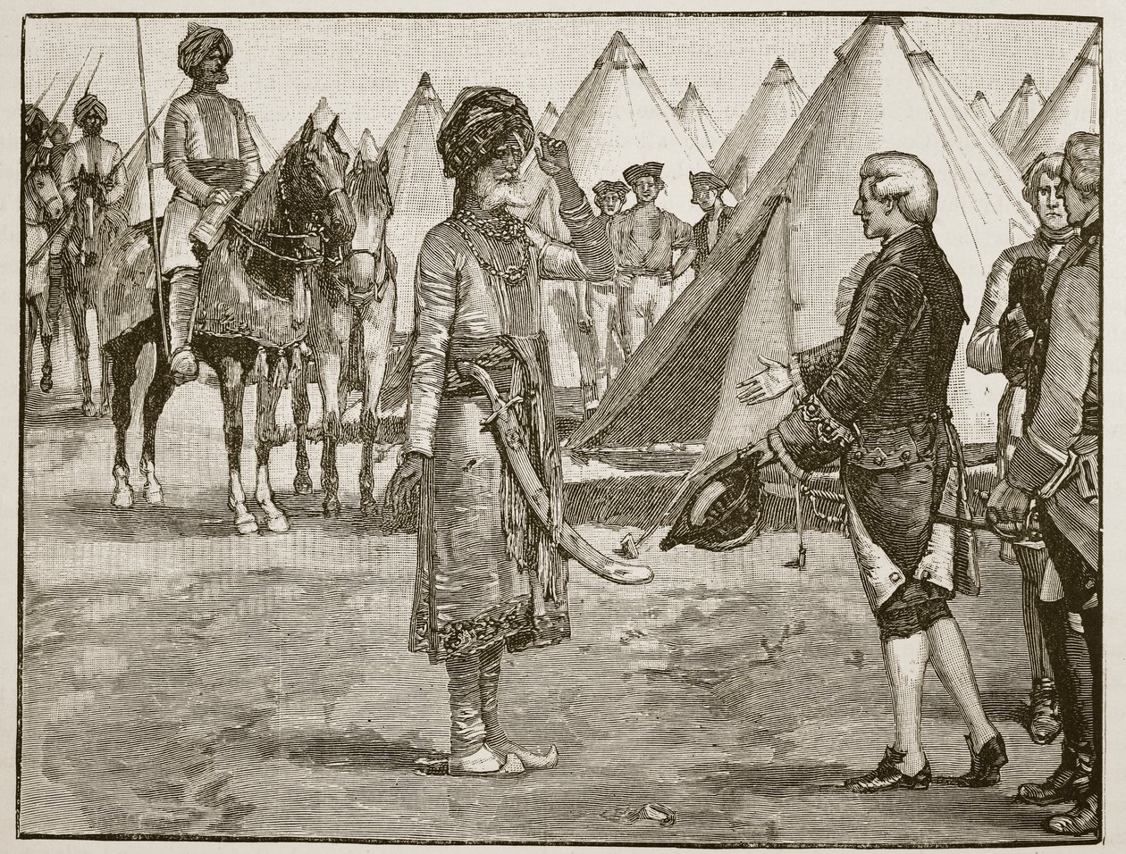 A nagy mogul belép az angol táborba, 1765, illusztráció a Cassells Illustrated History of England-ből (szépia fotó) alkotó: English School
