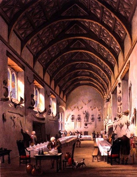 The Hall, Cotehele House, 1830-40 körül (színes litográfia) alkotó: English School