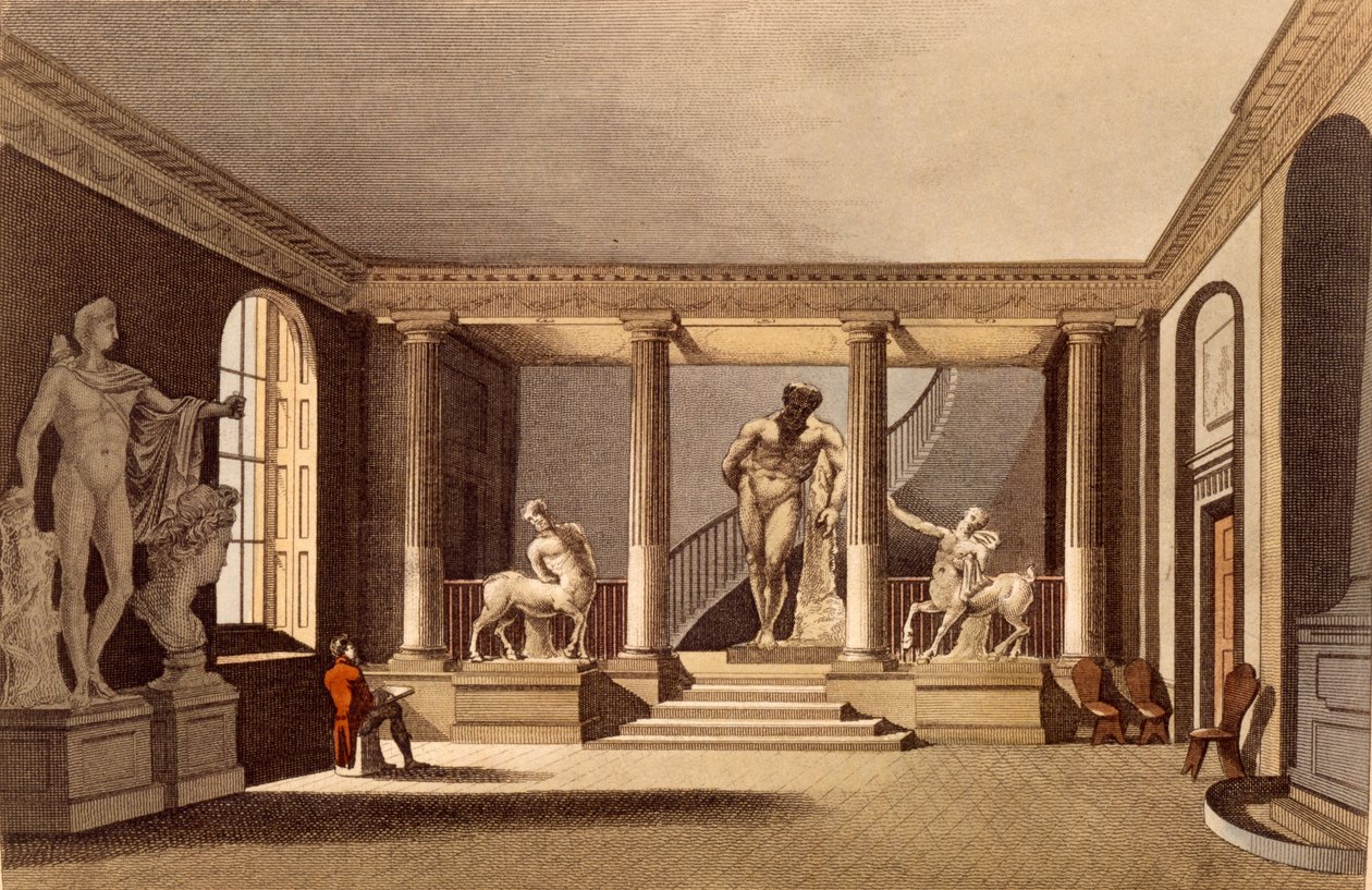 A Királyi Akadémia csarnoka, Somerset House, illusztráció az Ackermanns Repository of Artsból, megjelent 1810 májusában alkotó: English School