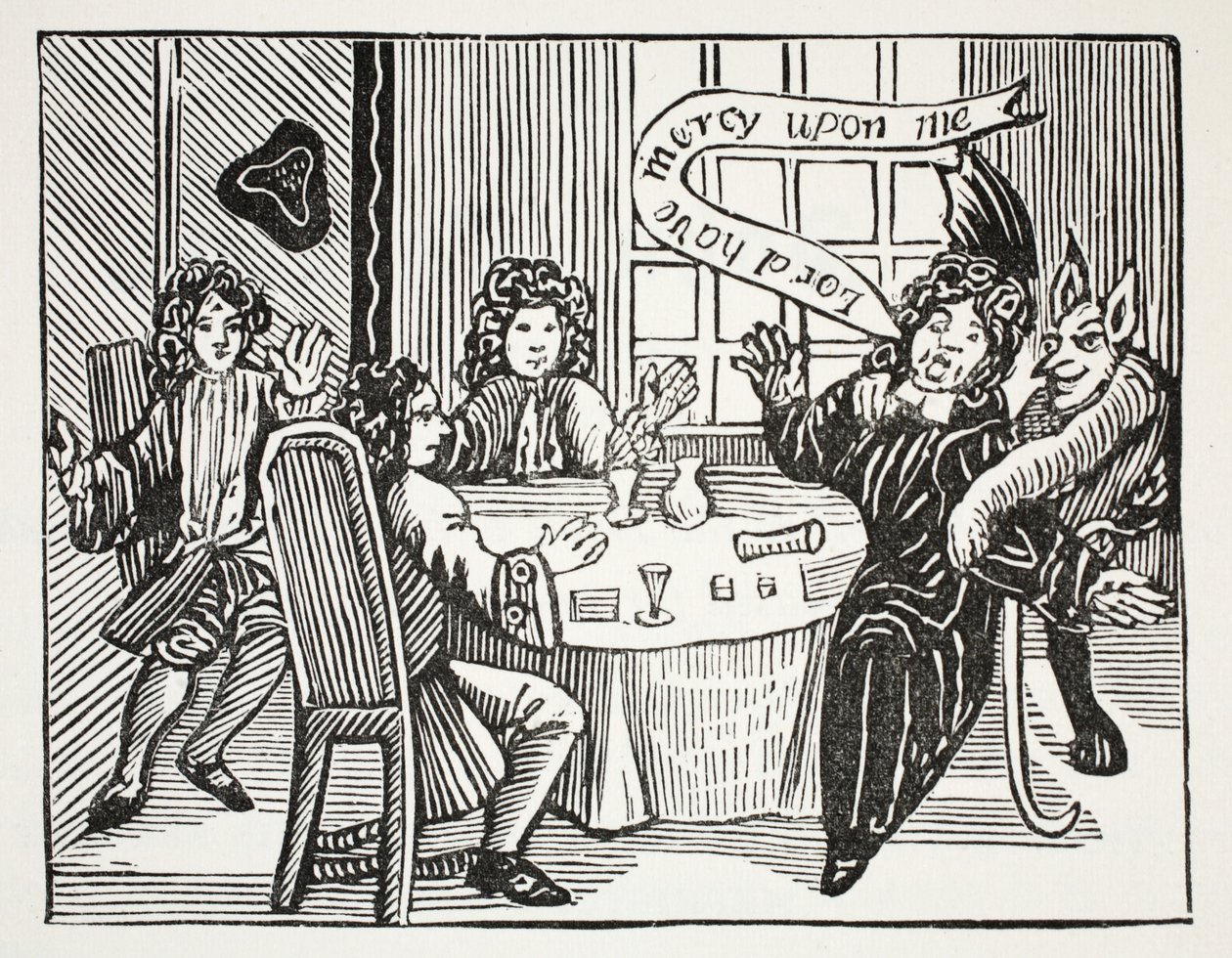 Dr. John Faustus története, illusztráció John Ashton 18. századi fejezetkönyveiből, pub. 1882 alkotó: English School