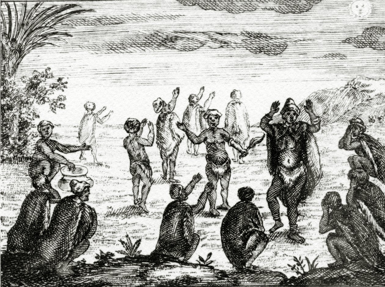 A hotentoták imádják a Holdat, illusztráció Peter Kolb „A Jóreménység fokának jelenlegi állapota” című művéből, 1731-ben. alkotó: English School