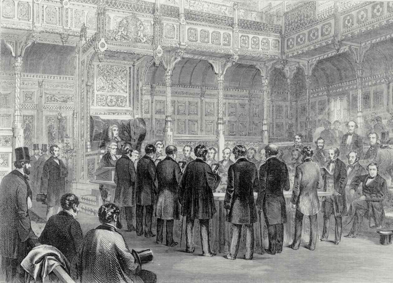 Az alsóház: a tagok eskütétele 1857-ben alkotó: English School