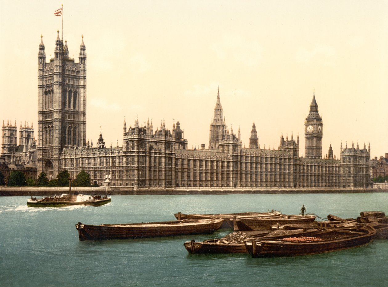 The Houses of Parliament, London (kézzel színezett fotó) alkotó: English School