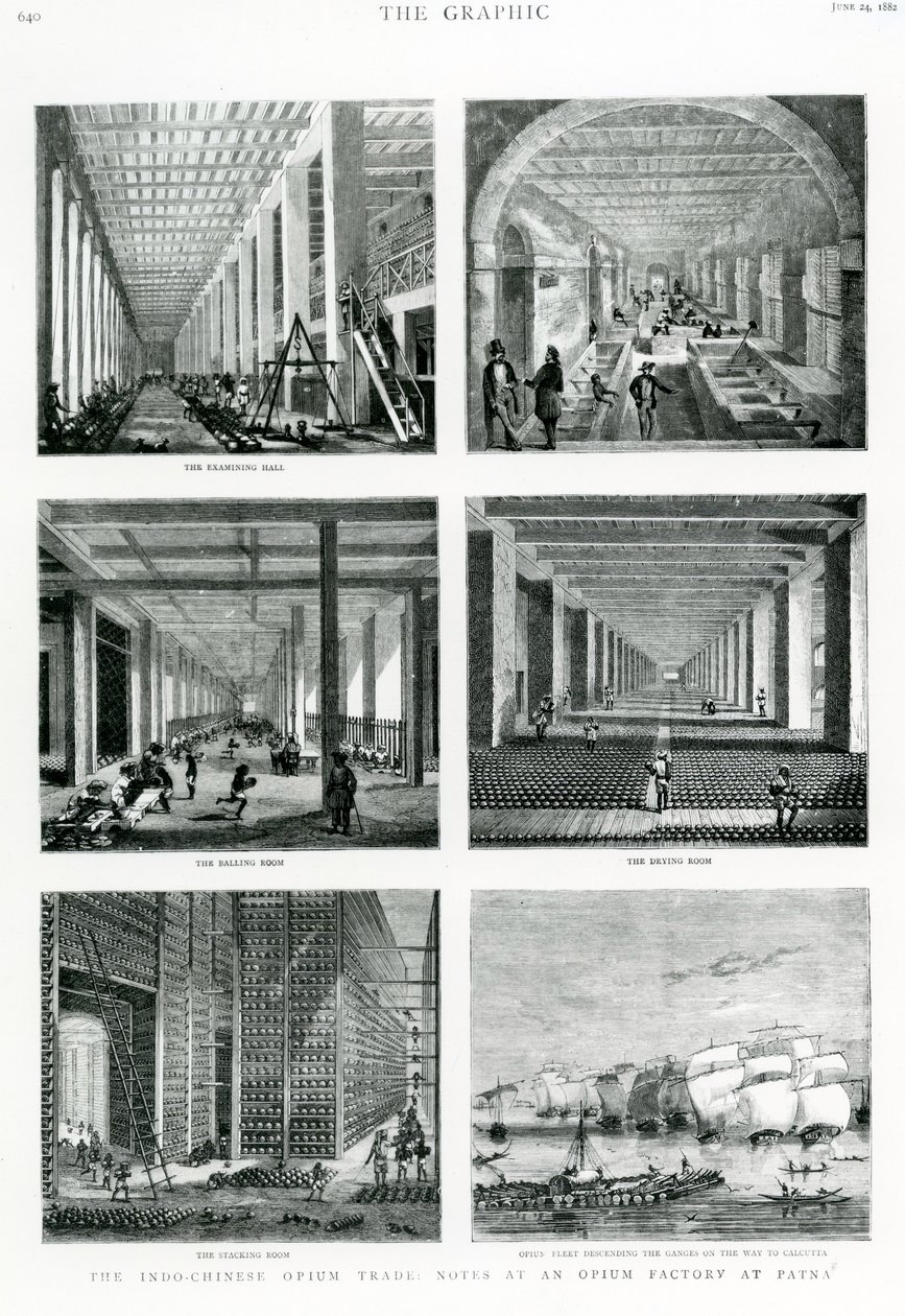 Az indokínai ópiumkereskedelem: jegyzetek egy patnai ópiumgyárban, a The Graphicból, 1882 alkotó: English School