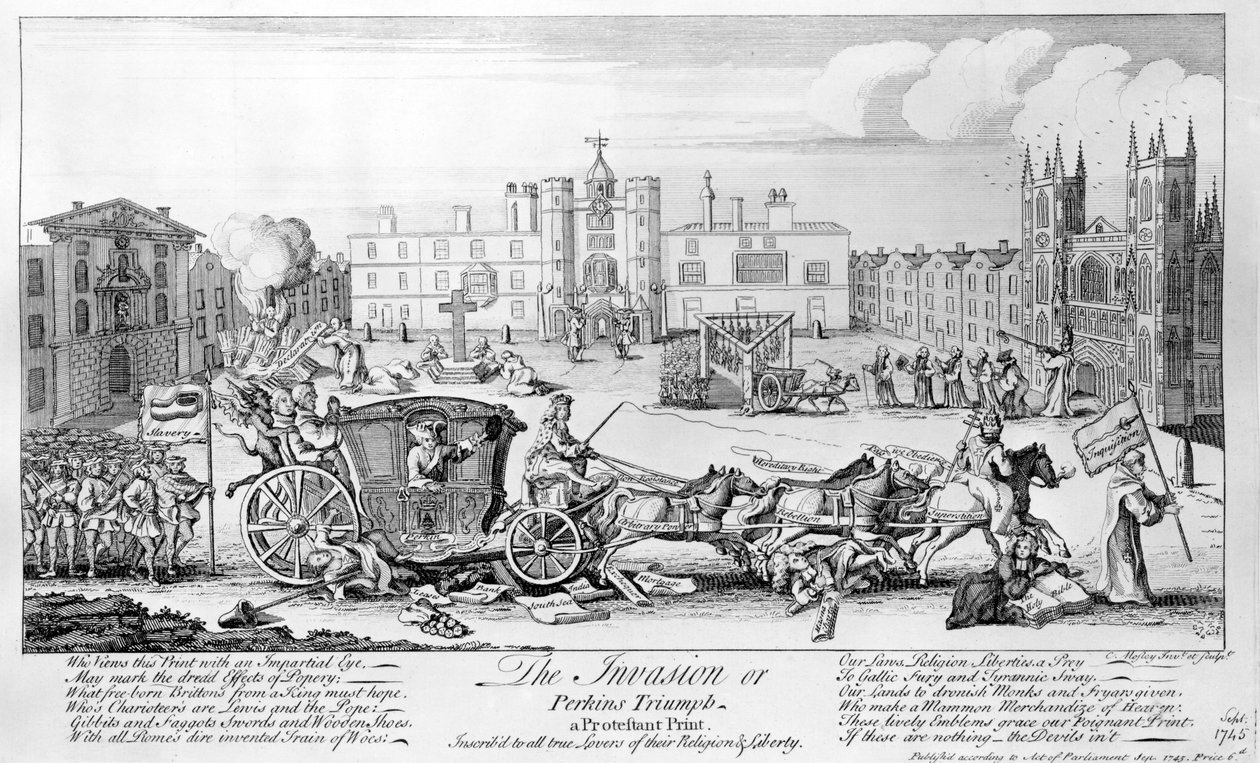 Az invázió vagy a Perkins-diadal – protestáns nyomtatvány, vallásuk és szabadságuk minden igaz szerelmese számára írva, 1745 alkotó: English School