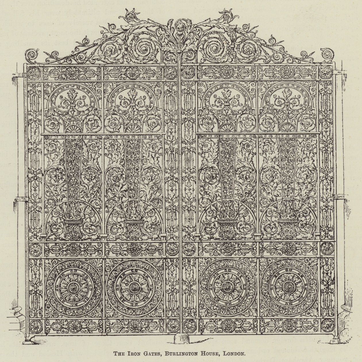 Vaskapuk, Burlington House, London (metszet) alkotó: English School