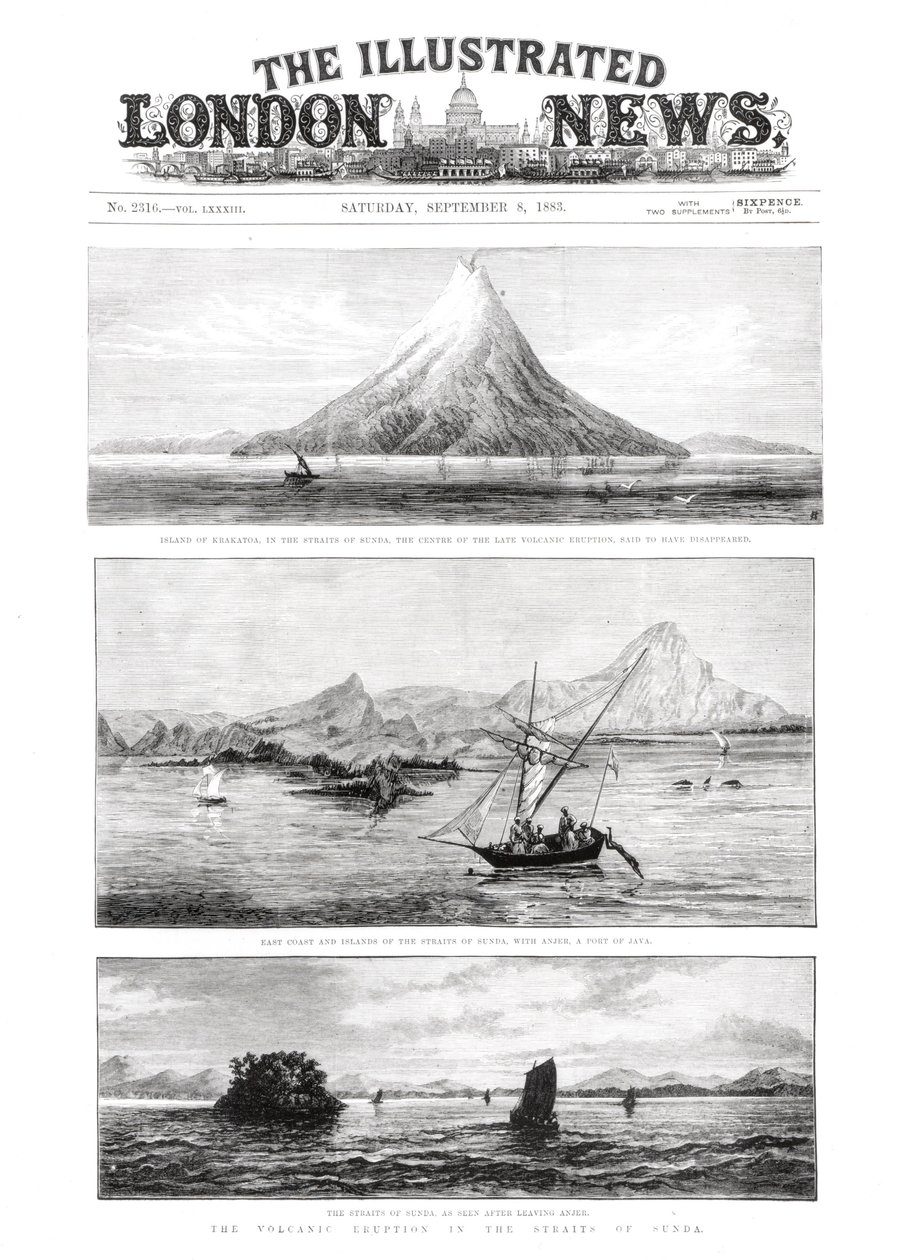 The Island of Krakatoa, a The Illustrated London News címlapja, 1883. szeptember 8. alkotó: English School