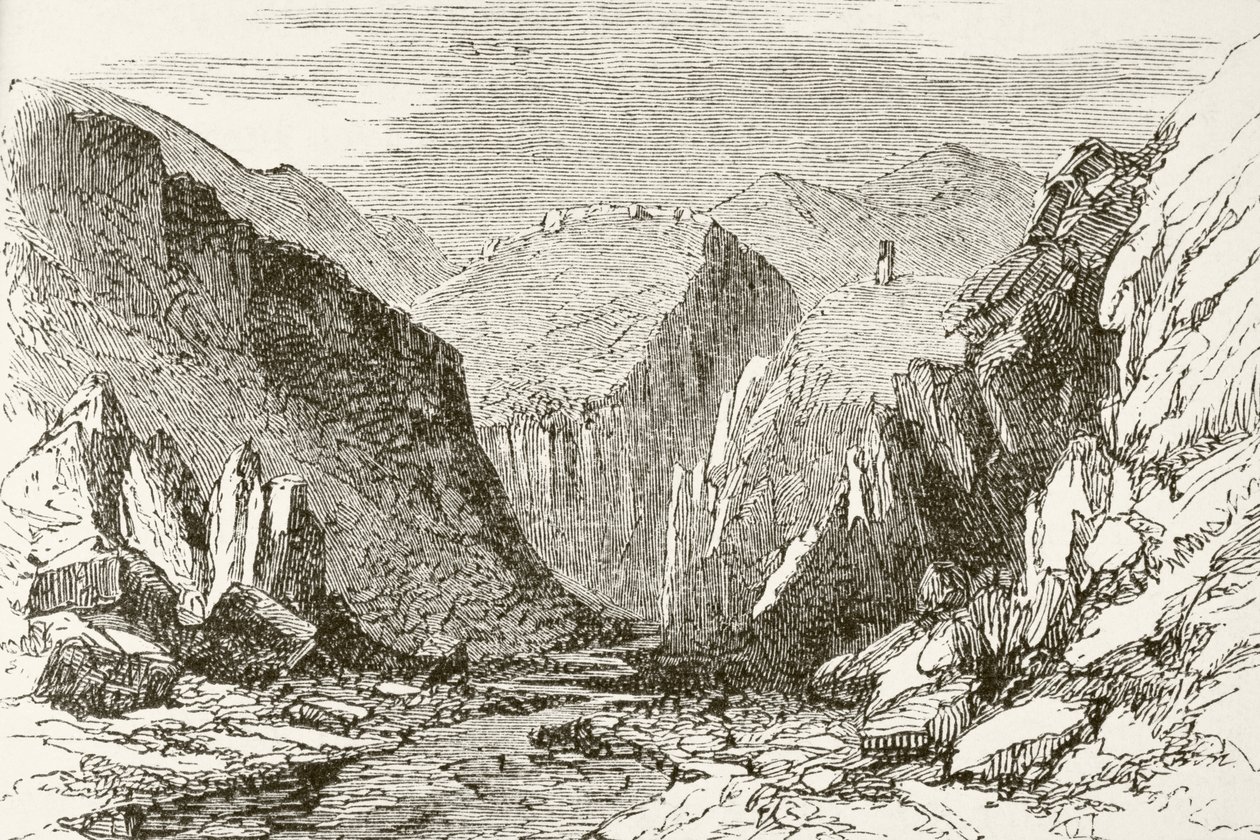 A Khyber-hágó, William Hickman Smith Aubrey (1858-1916) „Anglia nemzeti és hazai története” című könyvéből, London, 1890 körül. alkotó: English School
