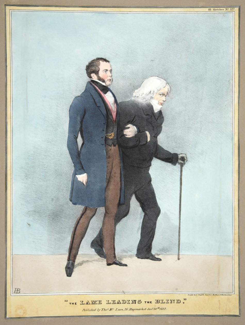 A sánta vezeti a vakokat, kocsma. 1832 (színes metszet) alkotó: English School