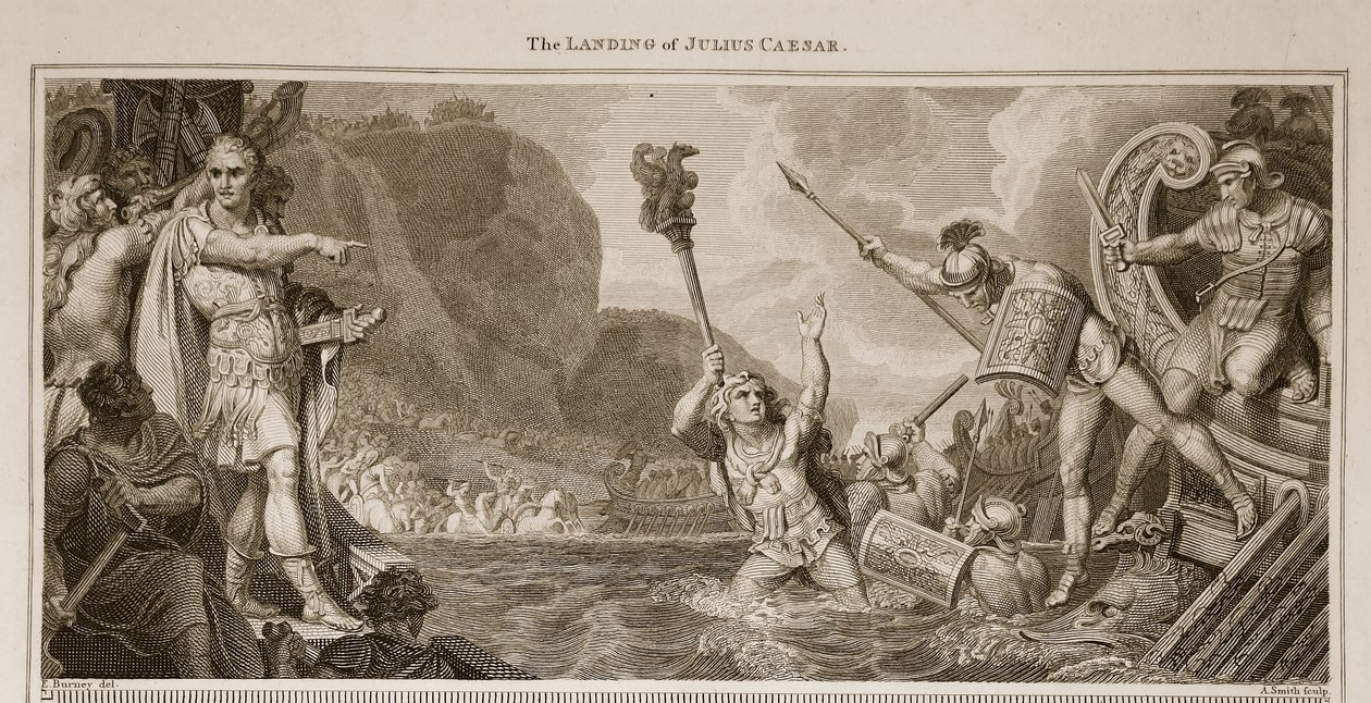 Julius Caesar partraszállása, David Humes illusztrációja Anglia története, pub. R. Bowyer, London, 1812 alkotó: English School
