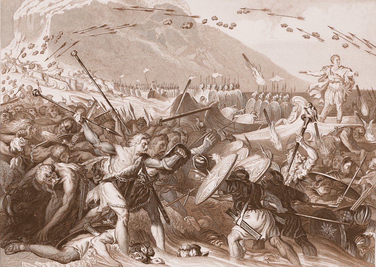 Julius Caesar partraszállása Angliában ie 55-ben alkotó: English School