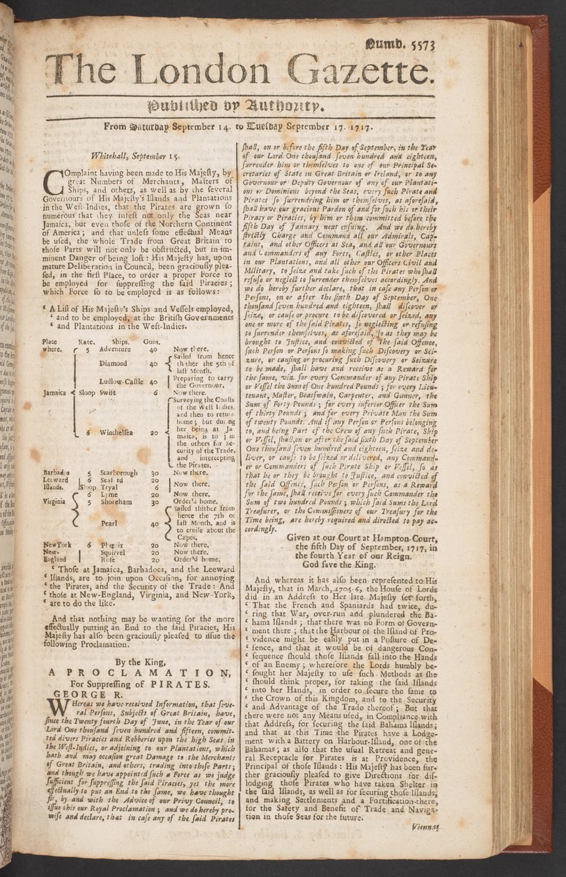 A London Gazette, 5573. szám, 1. oldal alkotó: English School