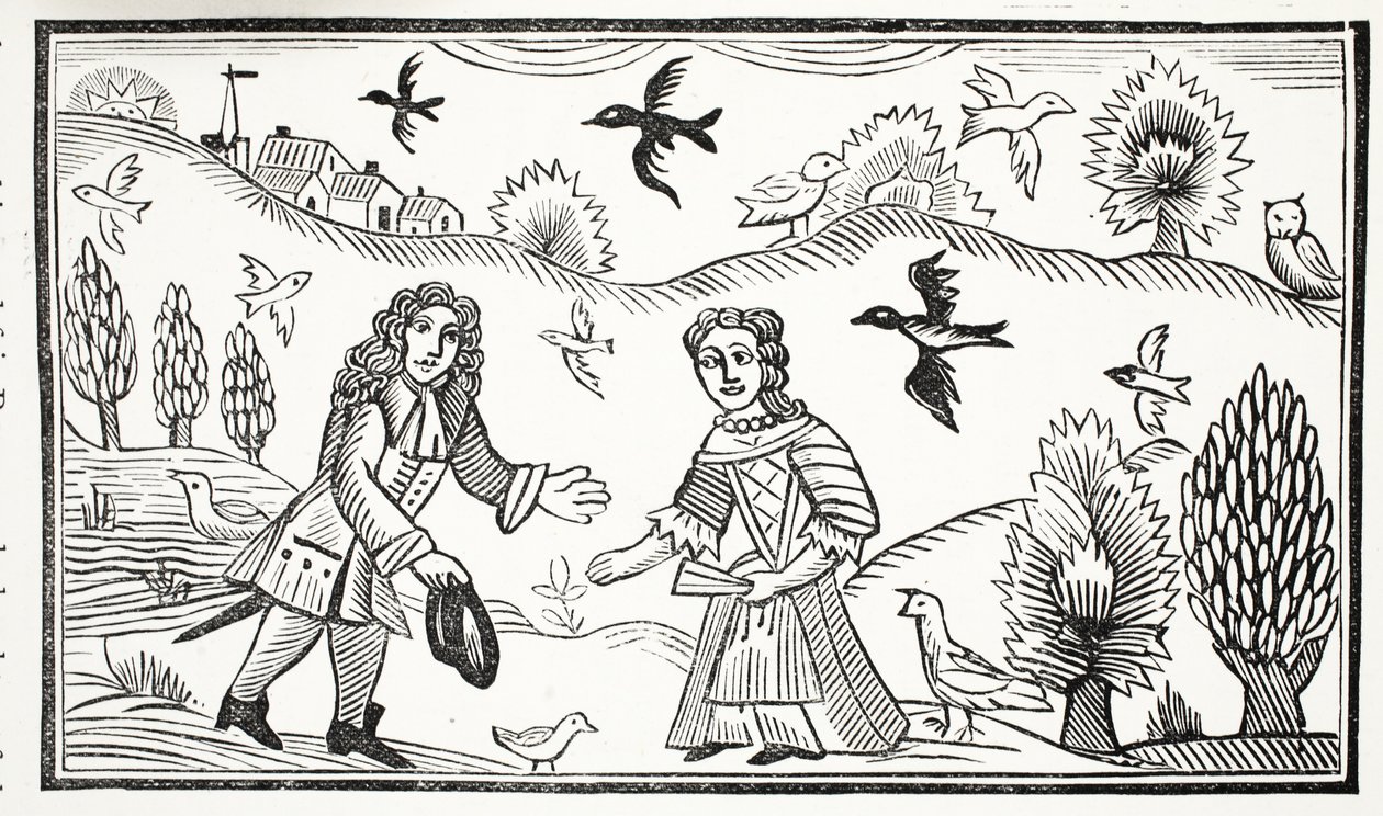 The Lovers Quarrel, illusztráció a Chap-books of the Eightenth Century, John Ashton, pub. 1882 alkotó: English School