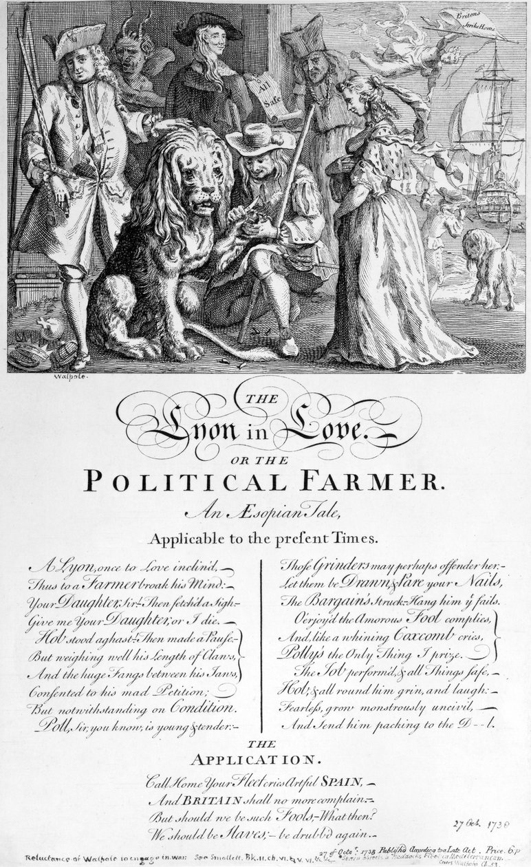 A szerelmes Lyon vagy egy politikai gazda, 1738 alkotó: English School