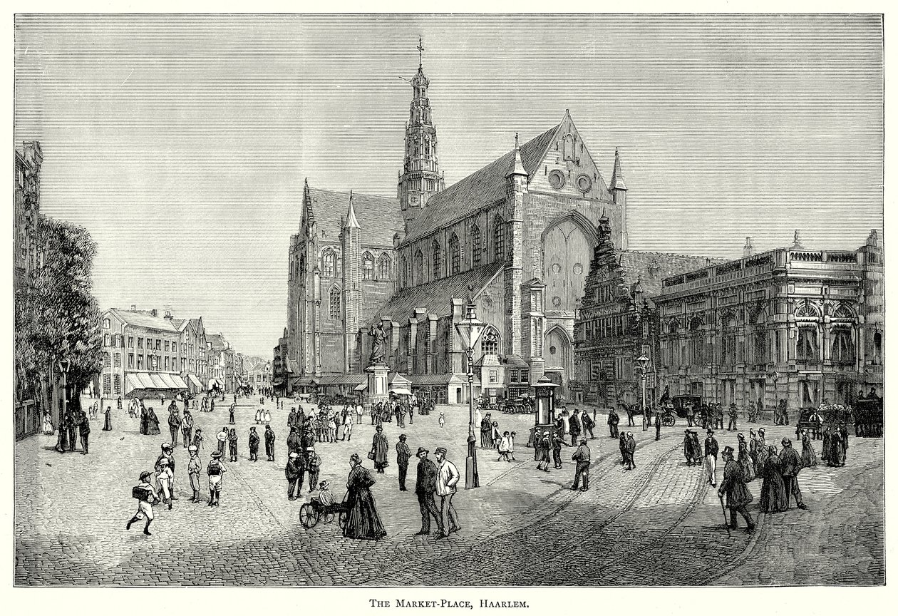 A piac, Haarlem (metszet) alkotó: English School