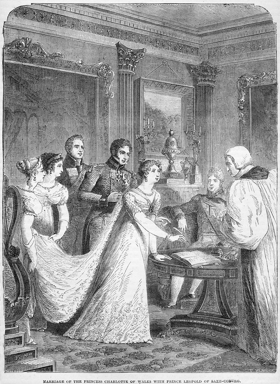 Charlotte walesi hercegnő és Leopold szász-coburgi herceg házassága, 1816. május 2. alkotó: English School