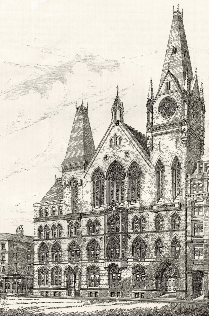 The Memorial Hall, Farringdon Street, a „London Pictures: Drawn with Pencil” című művéből, Richard Lovett tiszteletestől, 1890-ben alkotó: English School