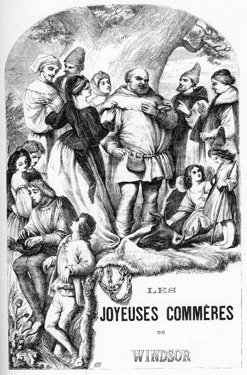 Windsori víg feleségek – Les Joyeuses Commeres de Windsor – Illusztráció a „” Completes de William Shakespeare”-ben” 1866 – E kiadás illusztrációi és általános formája Cassell illusztrált Shakespeare-jéből származik, amely Londonban jelent meg alkotó: English School