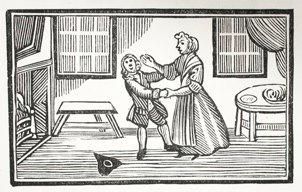 A módszer, amelyet Meg használt, hogy az egyik vikárius kifizesse a pontszámát, illusztrációja a Chap-books of the Eighteenth Century, John Ashton, pub. 1882 alkotó: English School
