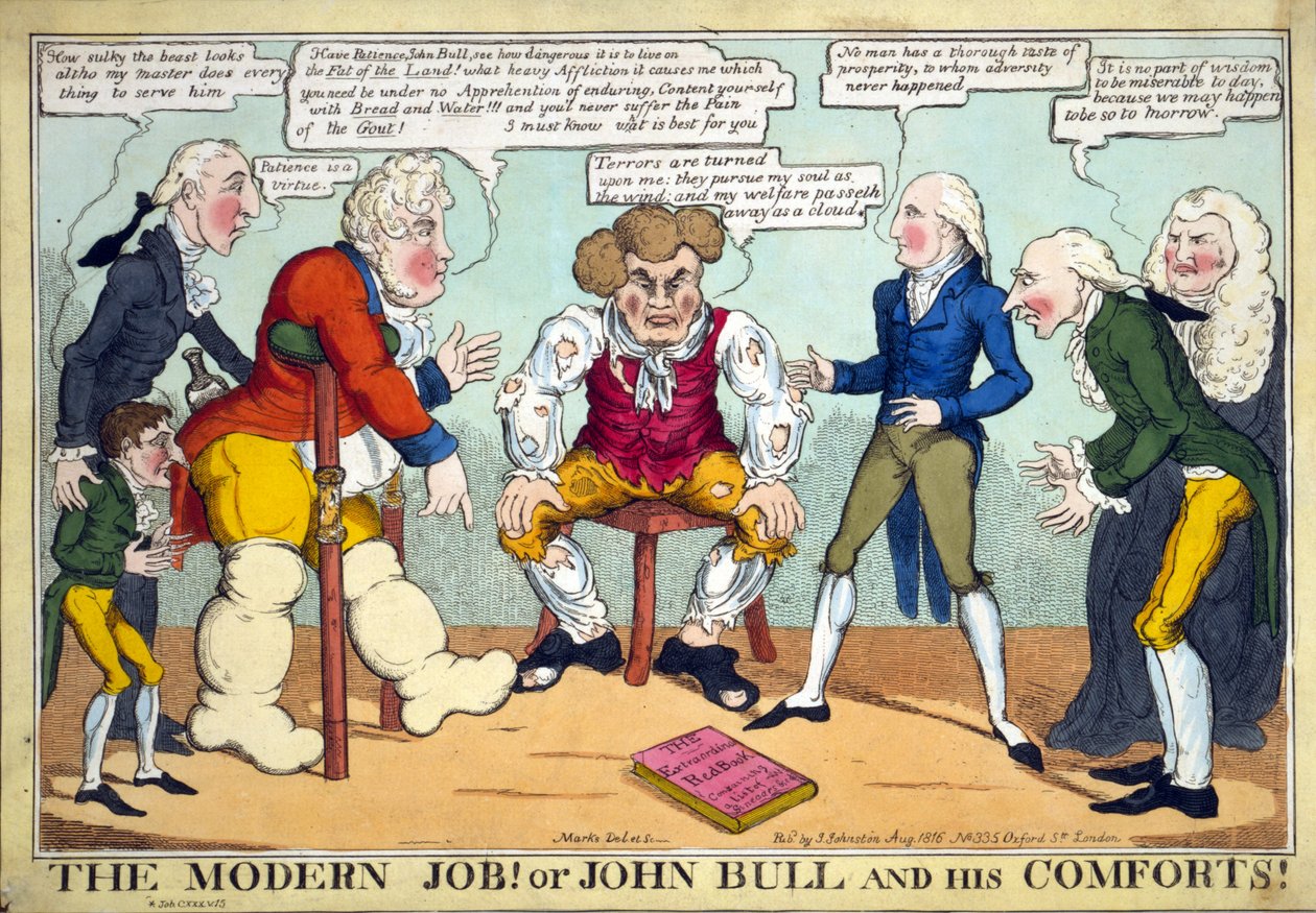 A modern munka! Vagy John Bull és kényelmei!, kocsma. 1816 (kézzel színezett metszet) alkotó: English School