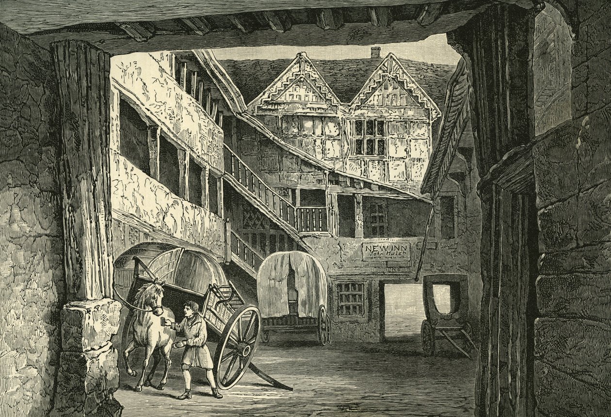The New Inn, Gloucester, illusztráció az „Angol nép rövid története (II. kötet)” című művéhez, John Richard Green alkotó: English School
