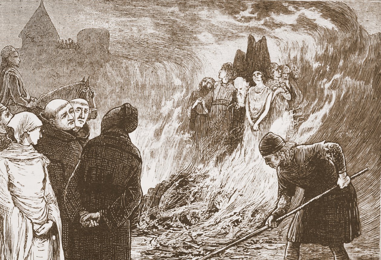 Az Orleans-i vértanúk, illusztráció James Aitken Wylie (1808-1890) „A protestantizmus története” című művéből, pub. 1878 (metszet) alkotó: English School