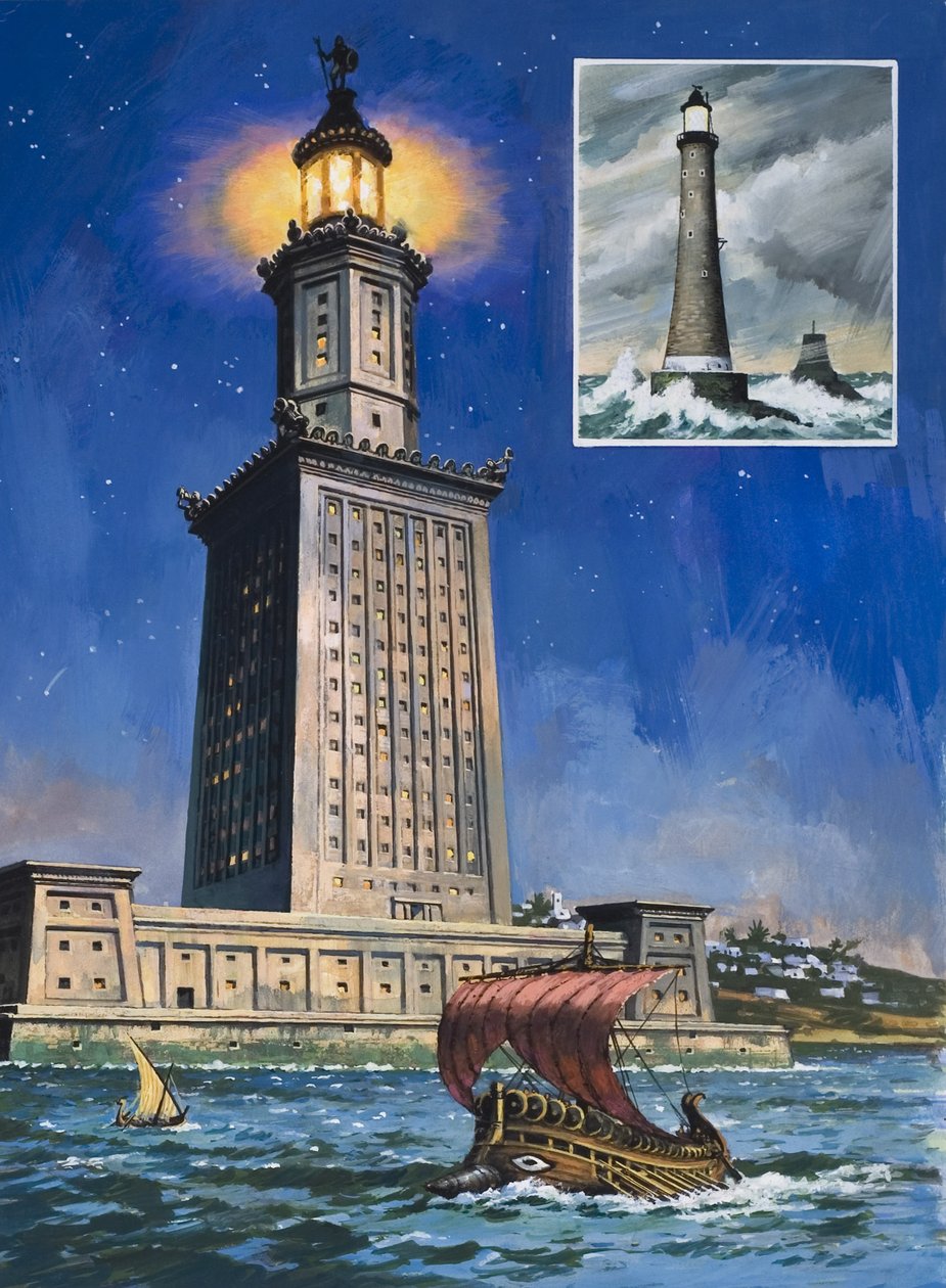 Az alexandriai Pharos (gouache, papír) alkotó: English School