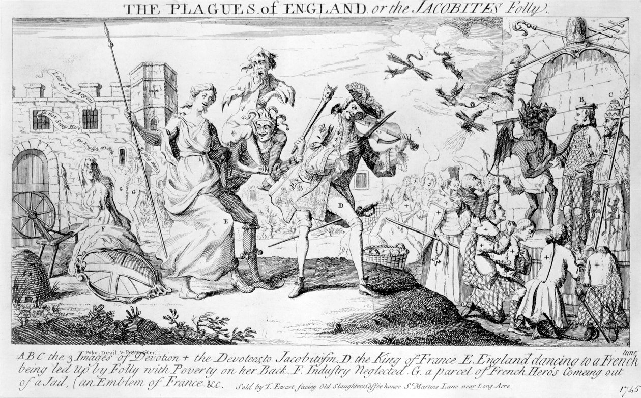 Az angliai pestisjárványok, avagy a jakobiták bolondsága, 1745 alkotó: English School