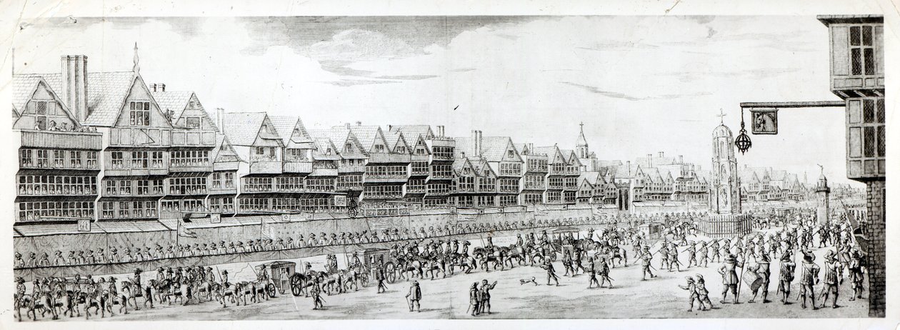 Marie de Medici felvonulása a Cheapside-on, 1638, kiadta William Herbert (1771-1851) és Robert Wilkinson (fl.1785-1825), 1809. alkotó: English School