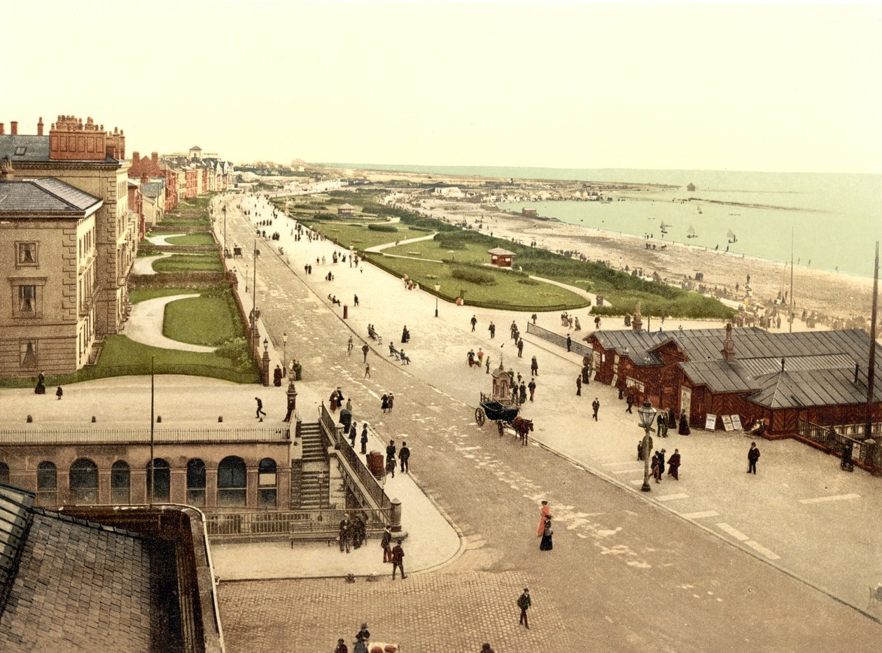 Sétány és tavak, Southport (kézzel színezett fotó) alkotó: English School