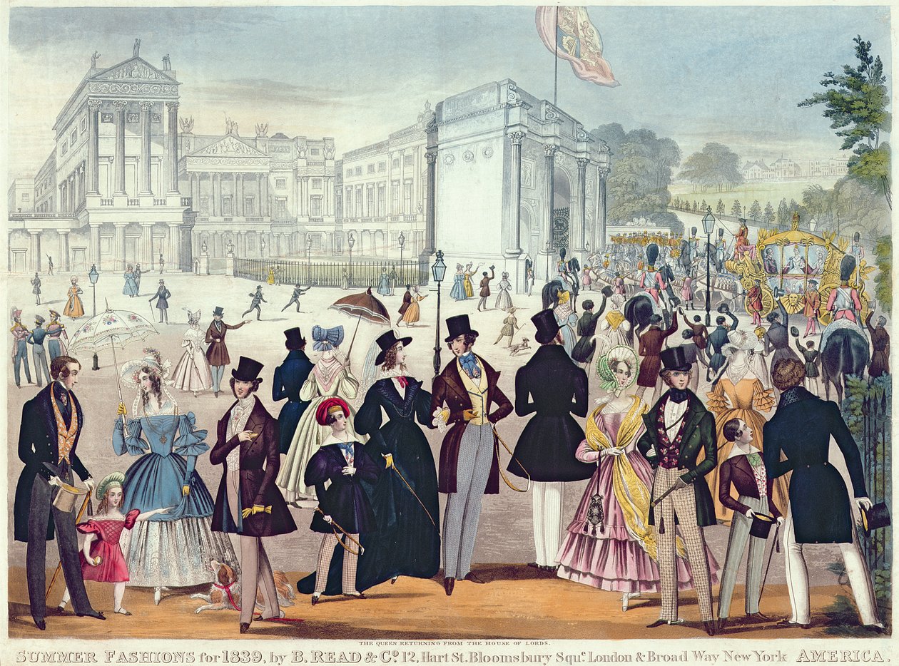 A királynő hazatérése a Lordok Házából, 1839 (akvatinta metszet) alkotó: English School