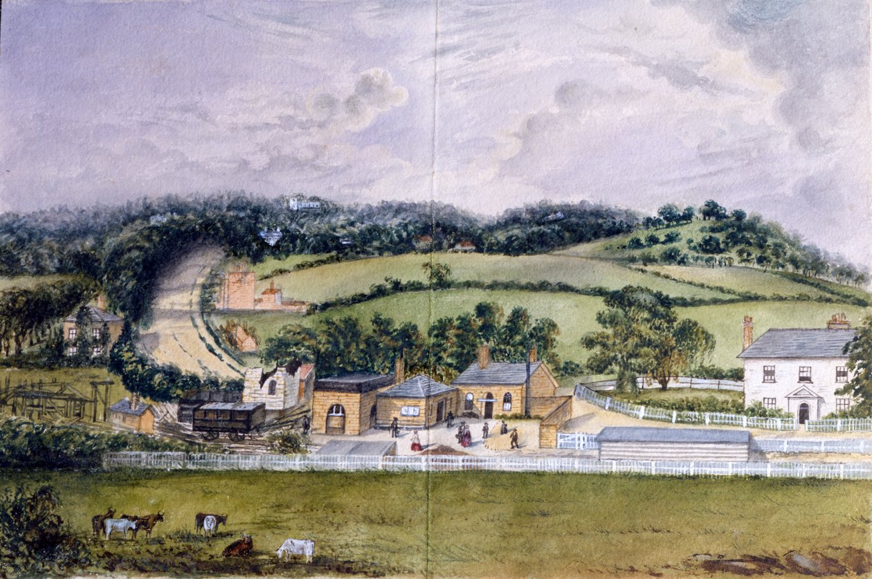 The Railway Terminus, Kent, 1860 körül (wc papíron) alkotó: English School