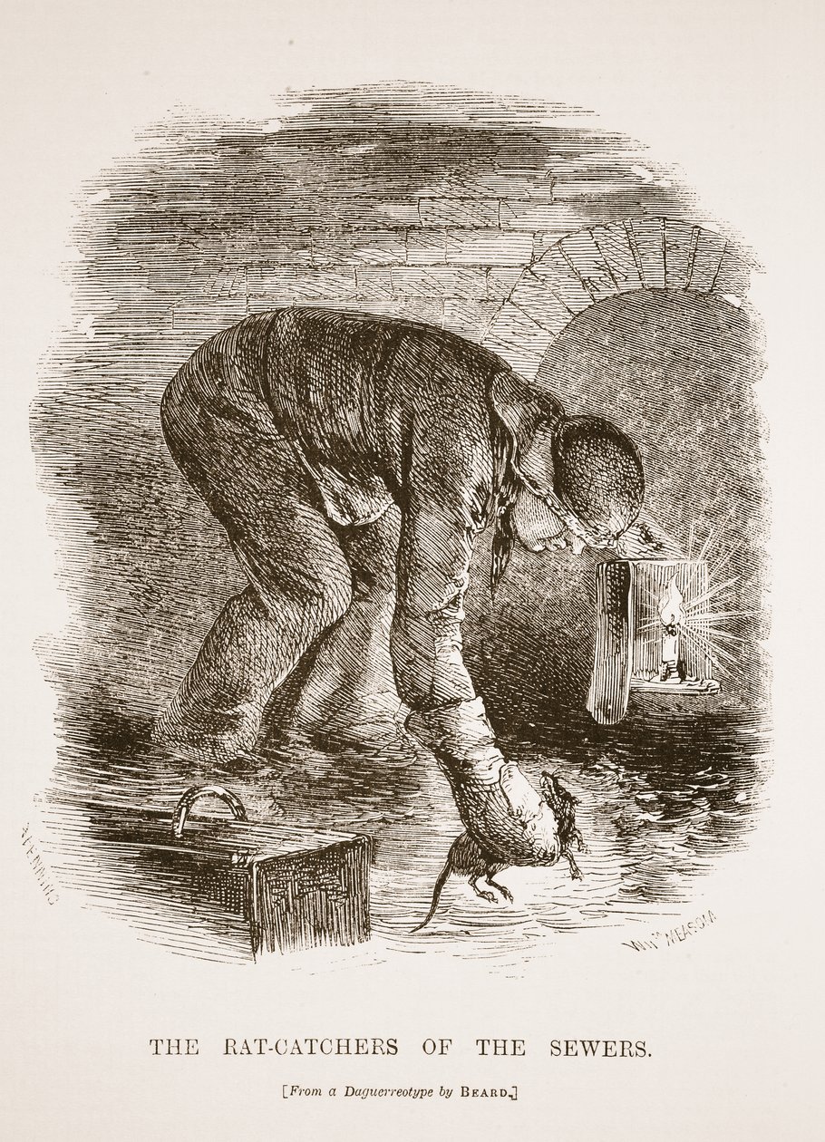 A szennyvízcsatornák patkányfogói, Richard Beard dagerrotípiájából, illusztráció a London Labor és a London Poor, Henry Mayhew, pub. 1862 alkotó: English School