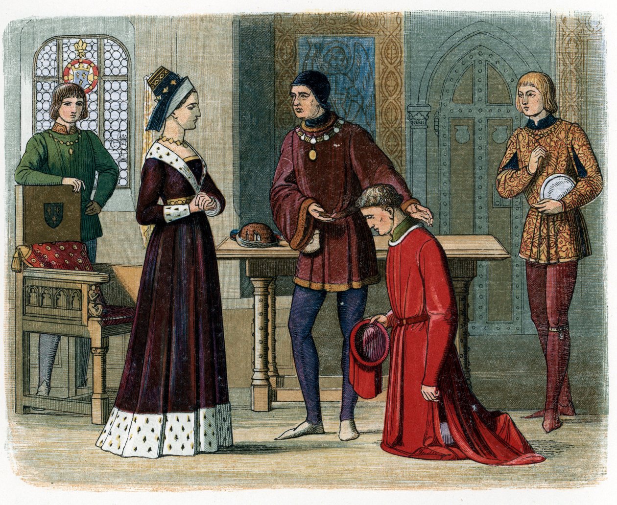 Richard Neville, Warwick grófjának megbékélése Anjou Margittal, illusztráció James Doyle „Anglia krónikájából” alkotó: English School