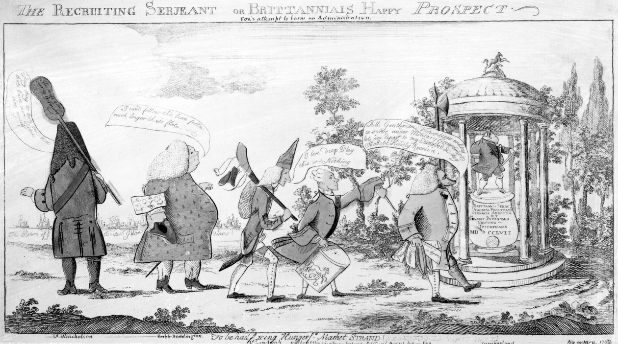 The Recruiting Sergeant vagy Britannias Happy Prospect, nyomat George Townshend, 1757 alkotó: English School