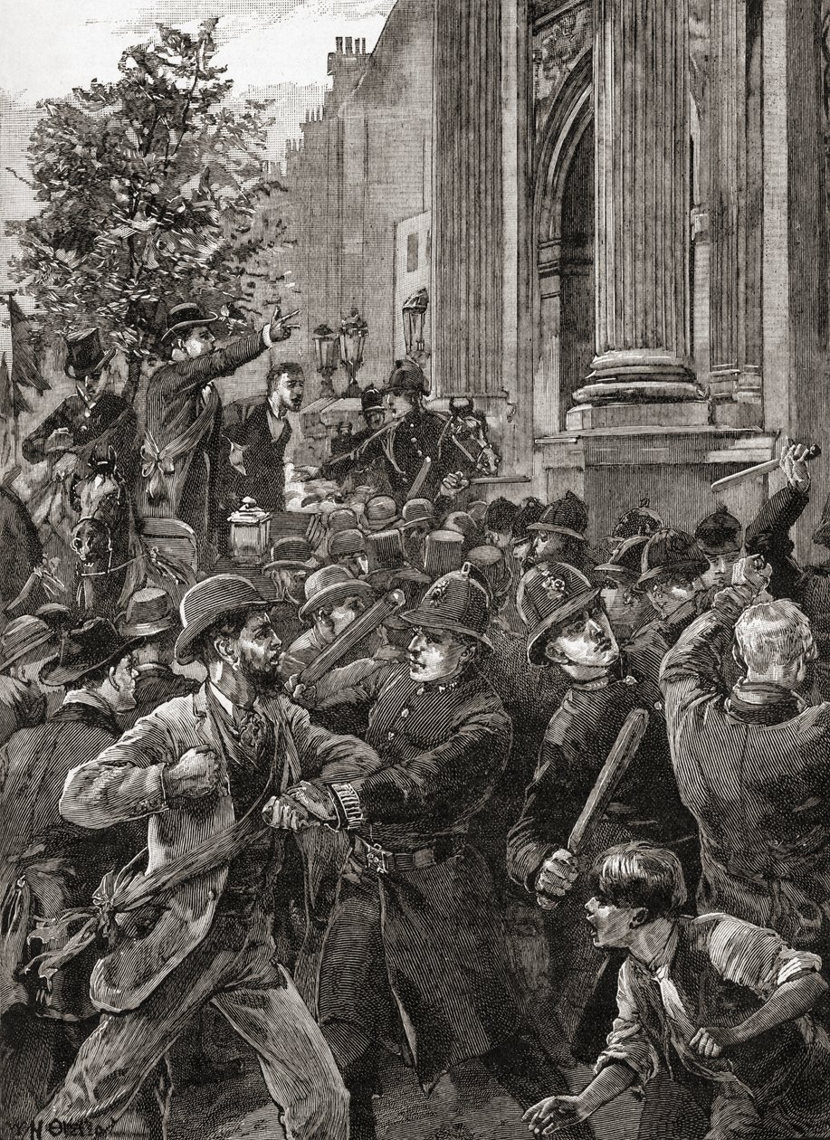 A Reform Leaguers 1866-os demonstrációja a Hyde Parkban. alkotó: English School