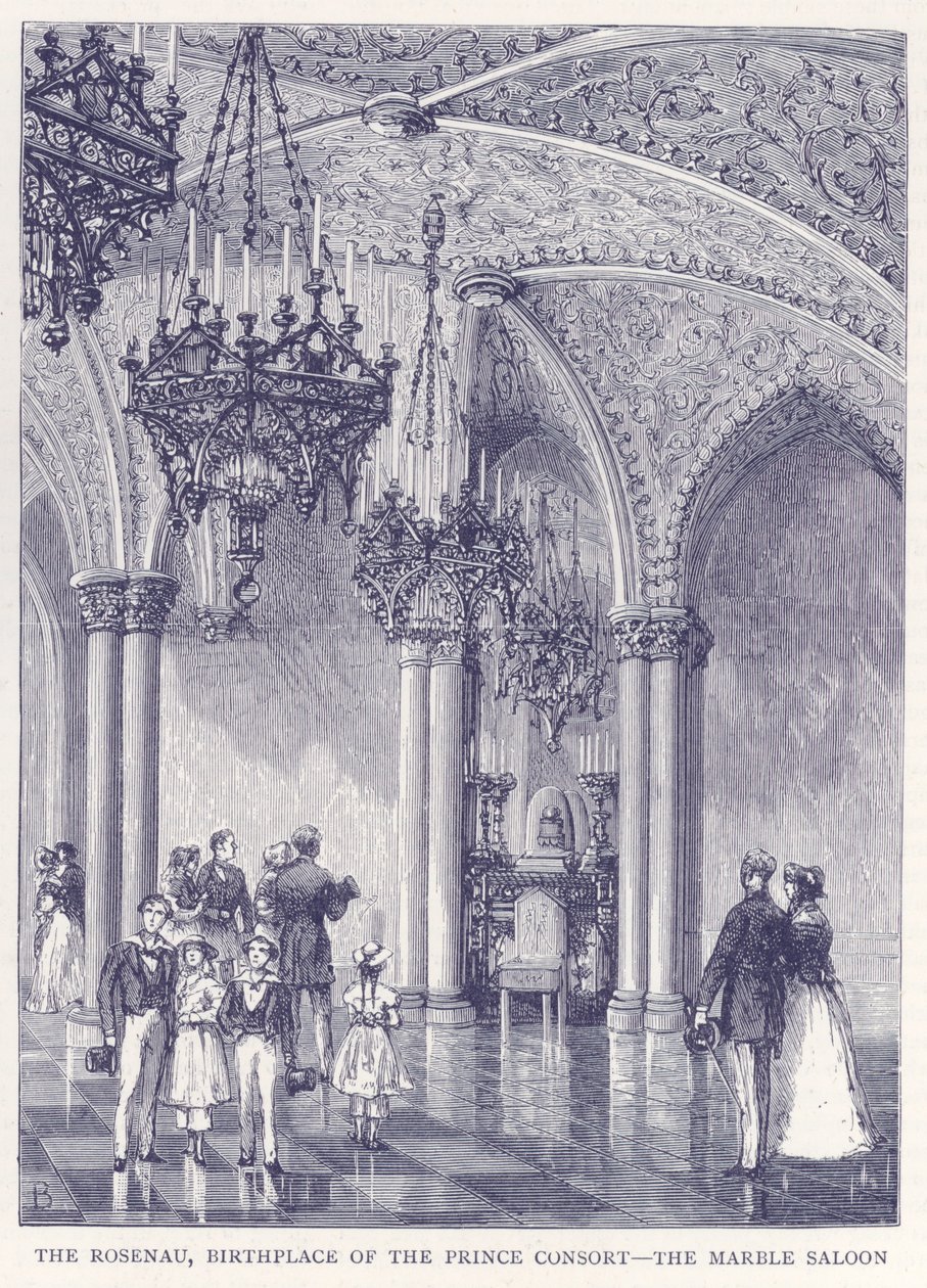 A Rosenau, a hercegi konzorcium szülőháza - A márvány Sallon (metszet) alkotó: English School